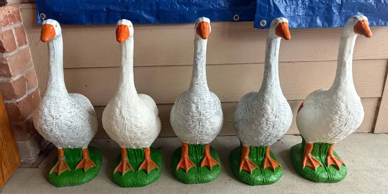 GELSO's Geese β hand-crafted concrete porch geese